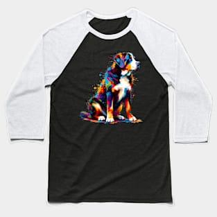 Abstract Colorful Greater Swiss Mountain Dog Splash Art Baseball T-Shirt